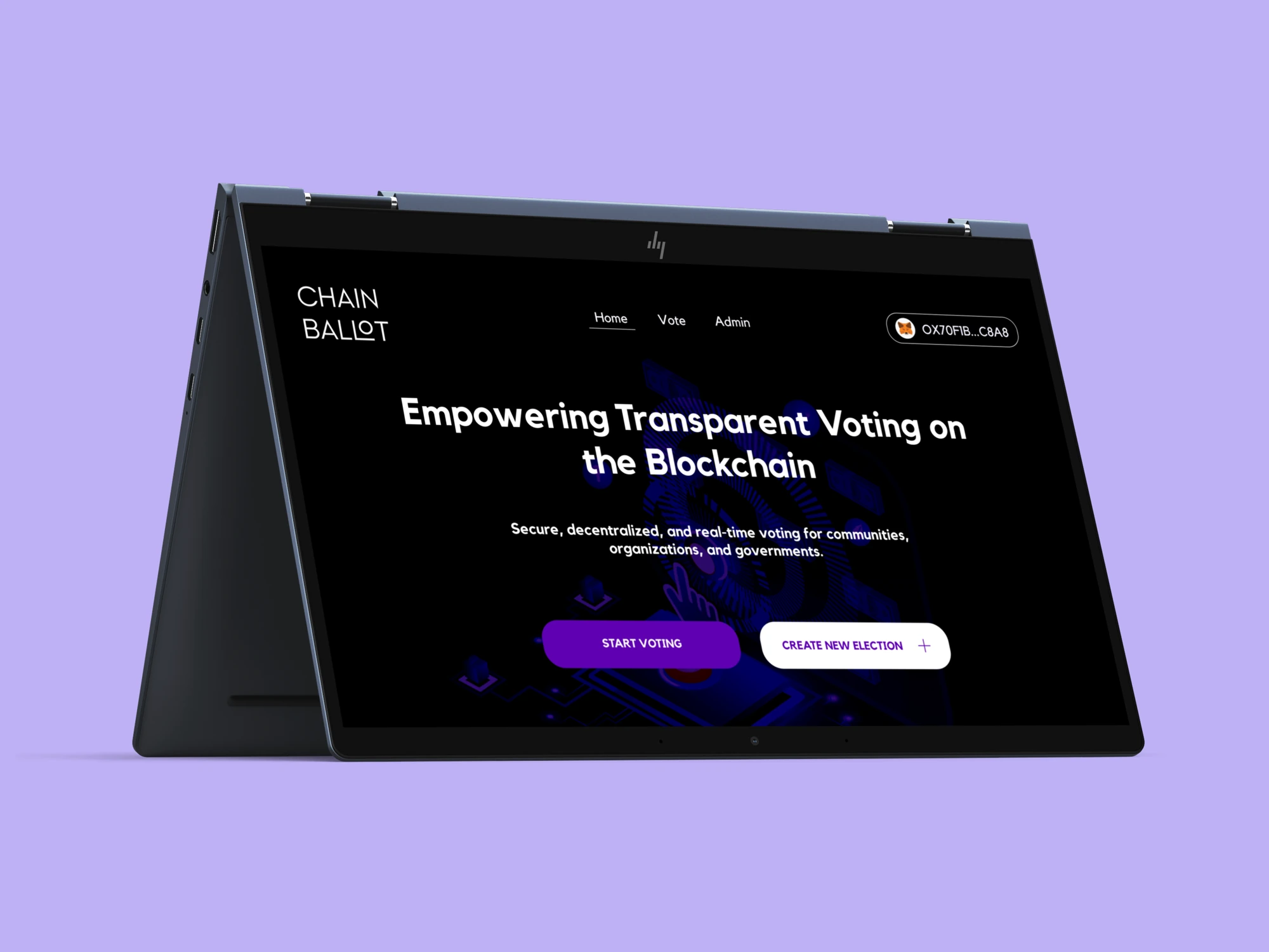 ChainBallot homepage - after