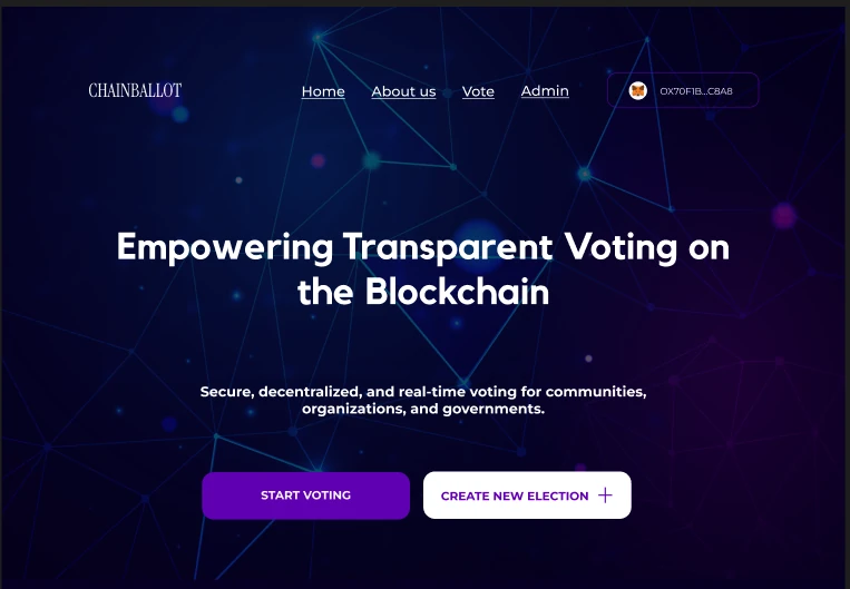 ChainBallot homepage - before