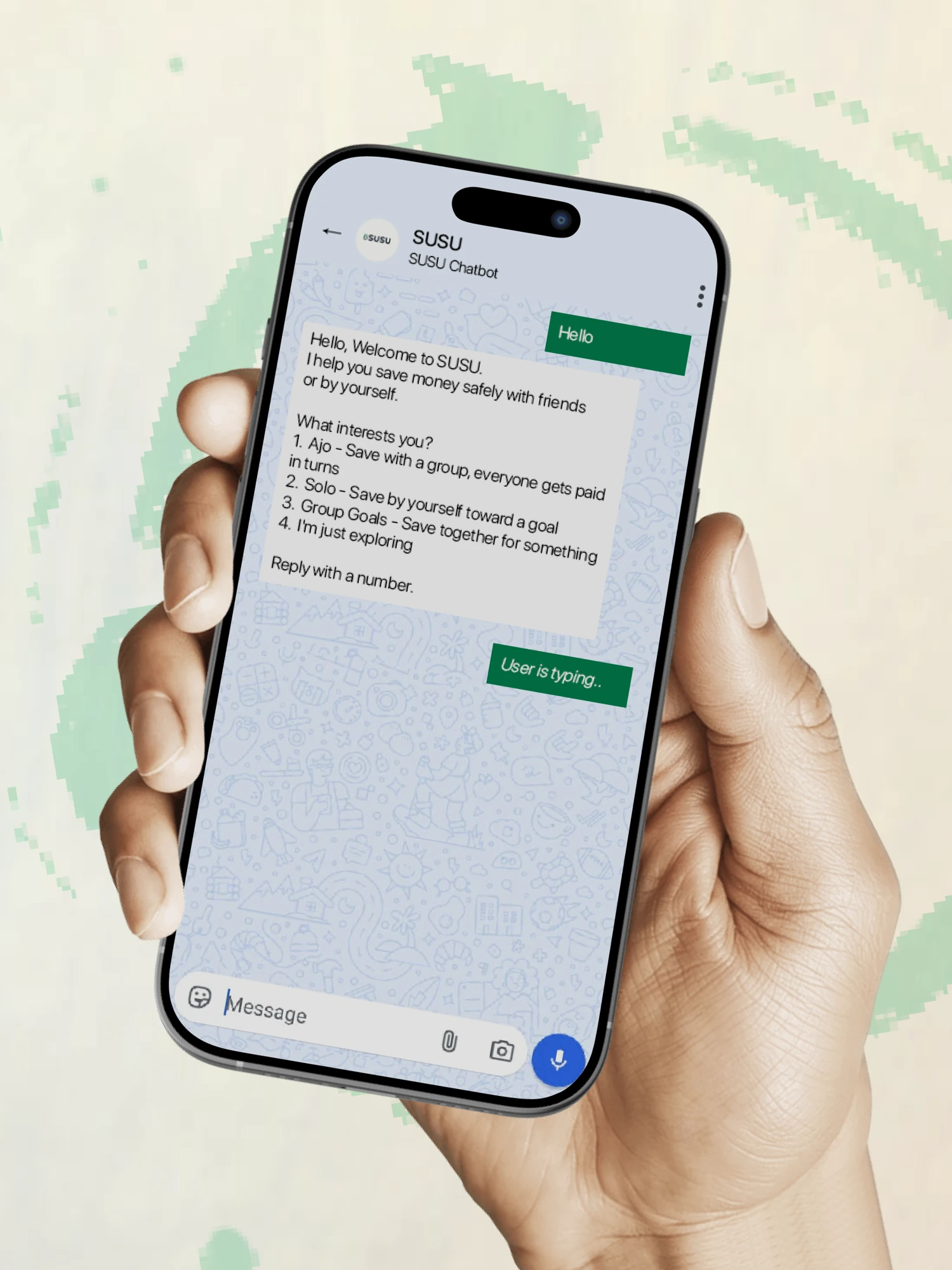 SUSU savings status - WhatsApp bot